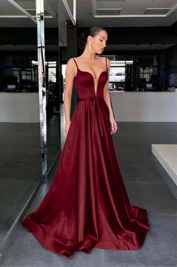 Charming Sage Spaghetti Strap Sleeveless A Line Prom Dress Long With Belt