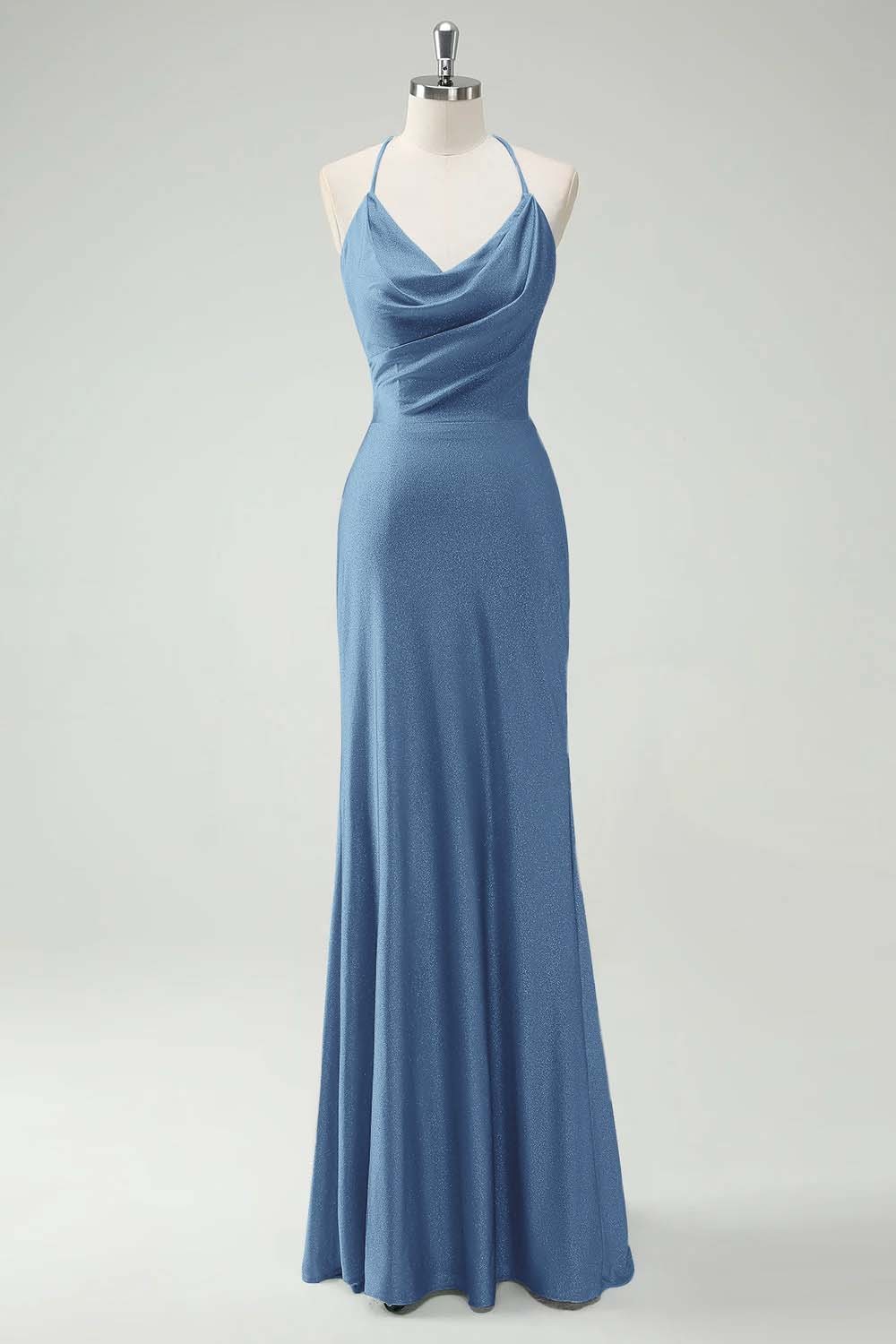 Chic Halter Sleeveless Long Mermaid Prom Dress With Pleated