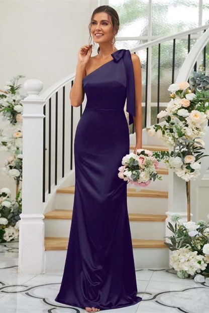 One Shoulder Sleeveless Mermaid Long Prom Dress With Pleated
