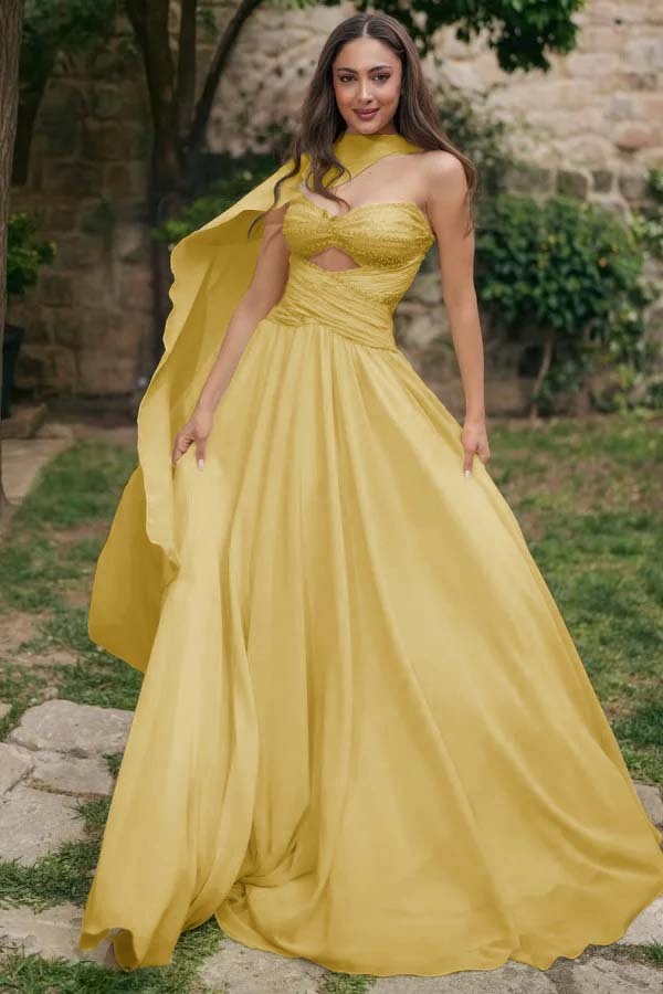 Strapless Sweetheart Sleeveless Long Prom Dress With Pleated