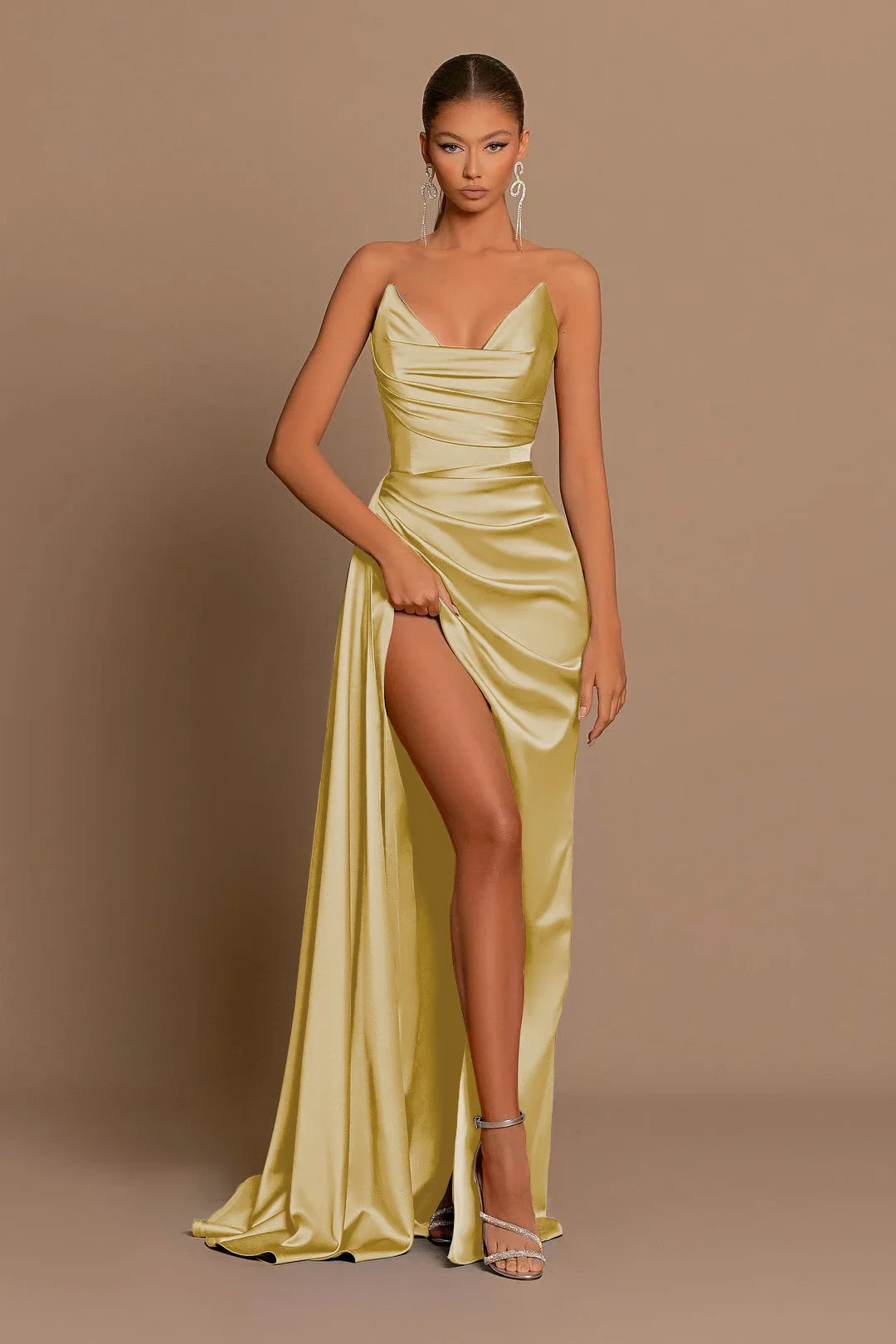 Amazing Blue Mermaid Strapless Sleeveless Prom Dress Unique Style For Party