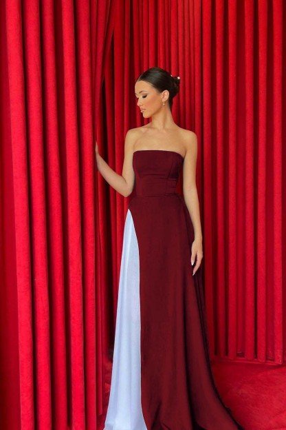 Strapless Sleeveless Floor Length Long Prom Dress With Pleated