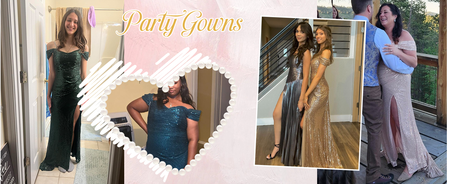 Sparkly Sequin Prom Dresses Long with Slit