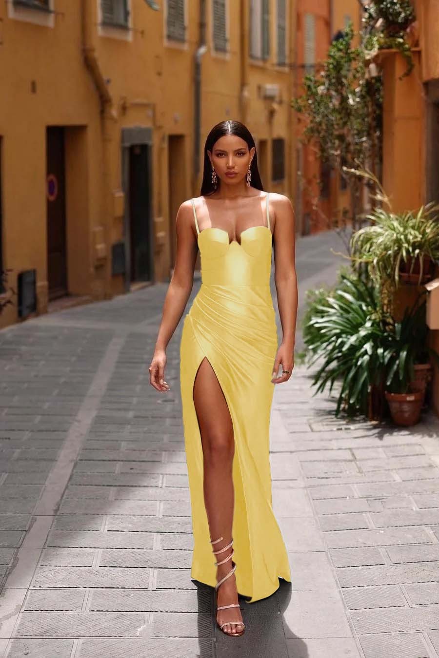 Spaghetti Strap Sleeveless Long Mermaid Prom Dress With Split