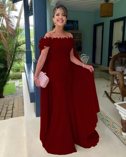 Off the Shoulder Sleeveless Long Mermaid Prom Dress With Appliques