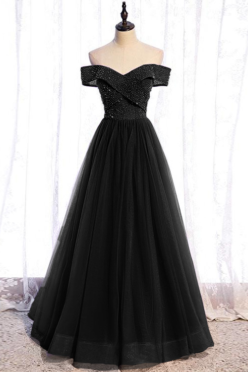 Purple Sequins Sleeveless A Line Long Prom Dress With Off the Shoulder