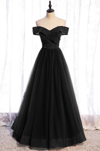 Purple Sequins Sleeveless A Line Long Prom Dress With Off the Shoulder