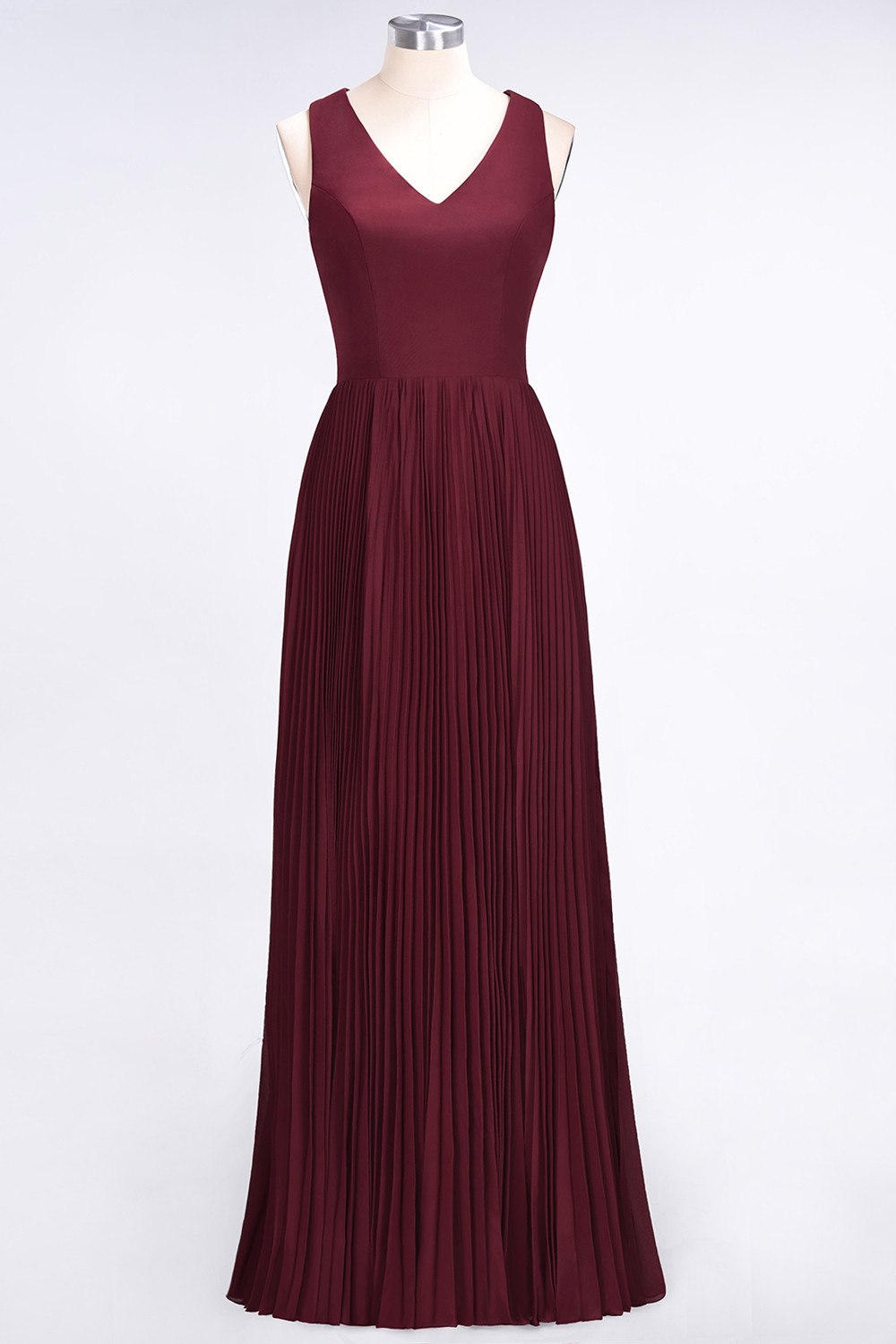 BMbridal Glamorous Chiffon V-Neck Ruffle Burgundy Bridesmaid Dresses Affordable-BMbridal