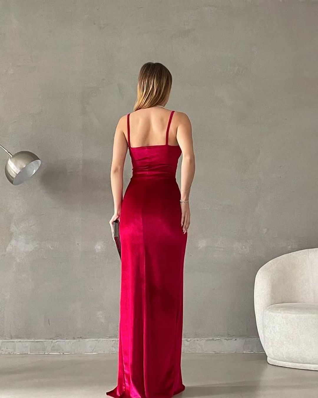 Flannelette Spaghetti Strap With High Split Mermaid Prom Dress