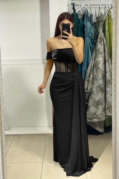 One Shoulder Sleeveless Mermaid Long Prom Dress With Ruffles