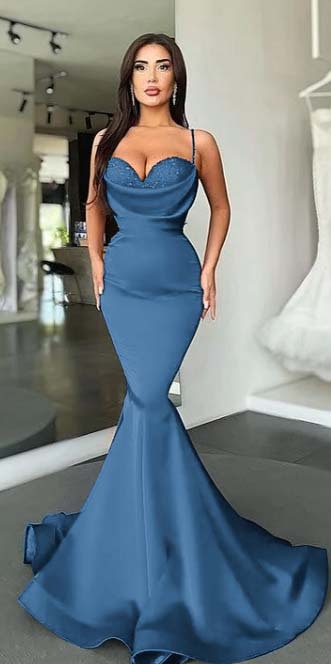 Mermaid Red Spaghetti Strap Sleeveless Sweetheart Prom Dress With Sequins