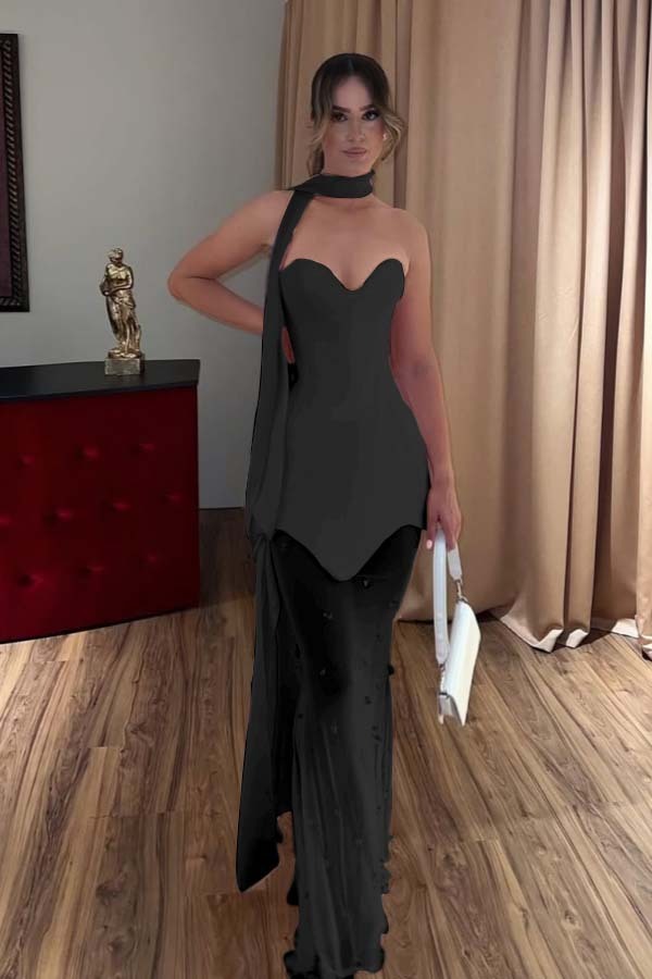 Strapless Sweetheart Sleeveless Long Mermaid Prom Dress With Beading