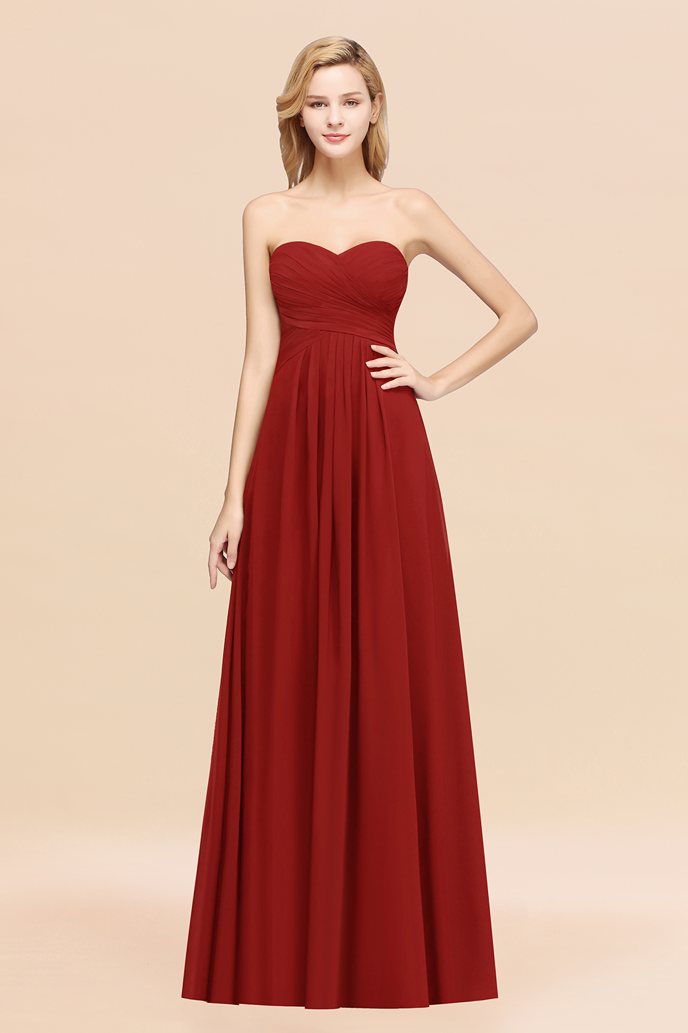 BMbridal Vintage Sweetheart Long Grape Affordable Bridesmaid Dresses Online-BMbridal
