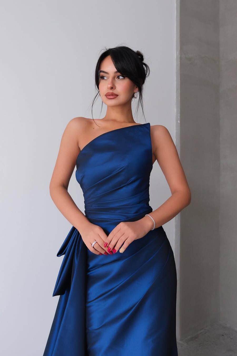 Strapless Sleeveless Mermaid Long Prom Dress With Split Pleated