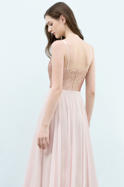 BMbridal Sparkly Sequined Top Spaghetti Straps Affordable Bridesmaid Dresses Online-BMbridal