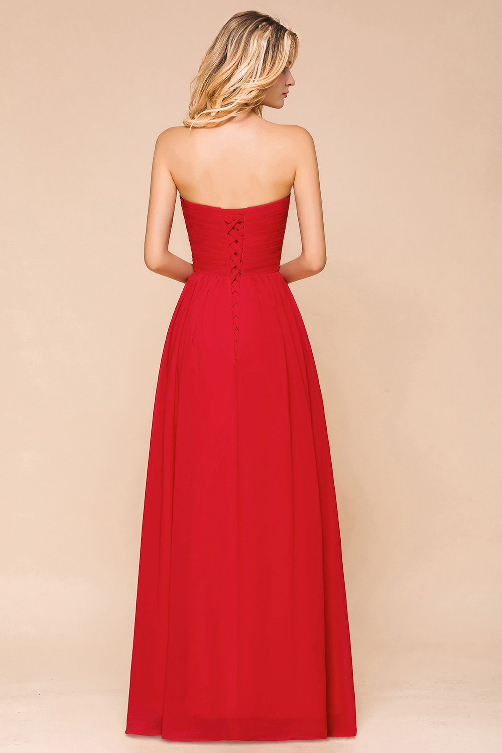BMbridal Exuqisite Sweetheart Ruffle Red Bridesmaid Dresses with Appliques-BMbridal