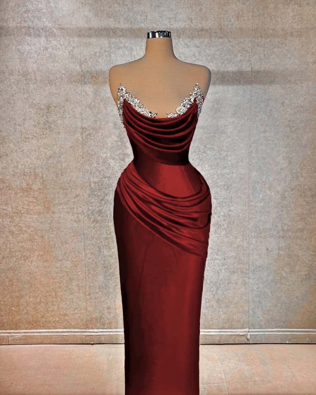 Chic Strapless Sleeveless Long Prom Dress With Beading Pleated