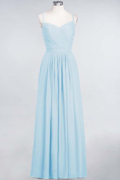 BMbridal Glamorous Spaghetti Straps Sweetheart Ruffle Chiffon Bridesmaid Dress Online-BMbridal