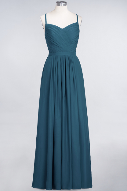 BMbridal Glamorous Spaghetti Straps Sweetheart Ruffle Chiffon Bridesmaid Dress Online-BMbridal