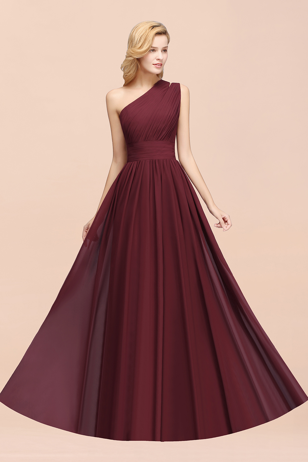 BMbridal Stylish One-shoulder Sleeveless Long Junior Bridesmaid Dresses Affordable-BMbridal