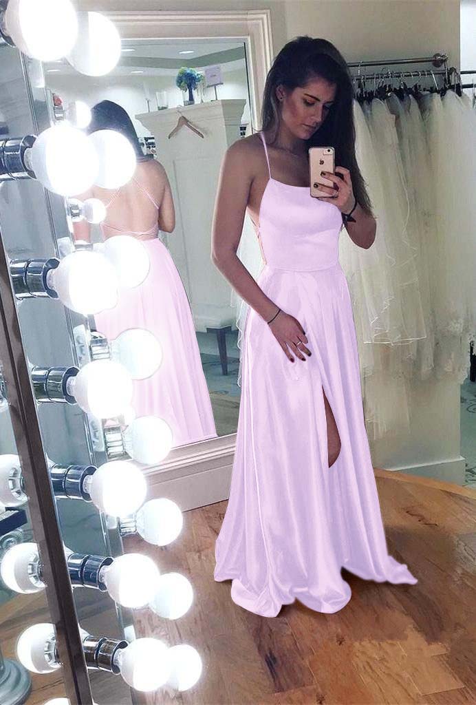 Mermaid Front Split Spaghetti Strap Sleeveless Backless Long Prom Dress