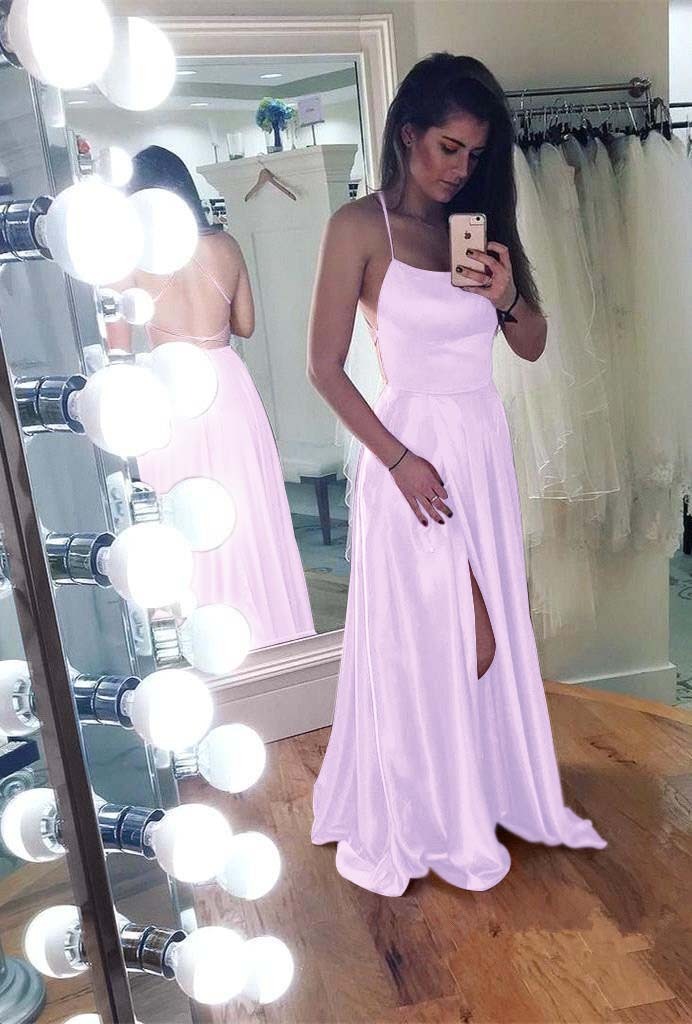 Mermaid Front Split Spaghetti Strap Sleeveless Backless Long Prom Dress