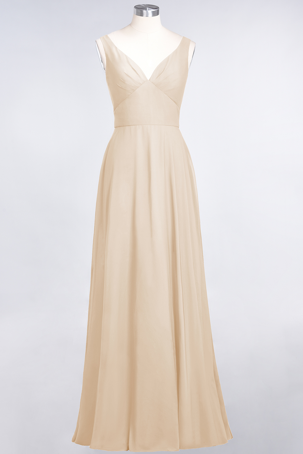 BMbridal Chic Chiffon V-Neck Straps Ruffle Affordable Bridesmaid Dresses with Open Back-BMbridal
