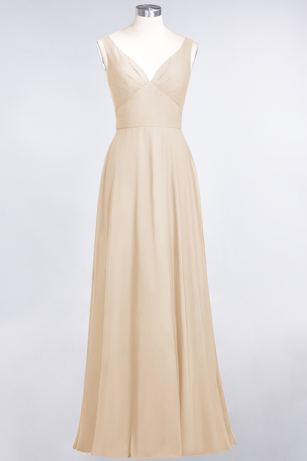 BMbridal Chic Chiffon V-Neck Straps Ruffle Affordable Bridesmaid Dresses with Open Back-BMbridal