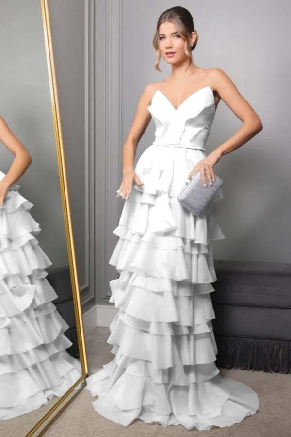 Spaghetti Strap V Neck Sleeveless Long Prom Dress With Pleated