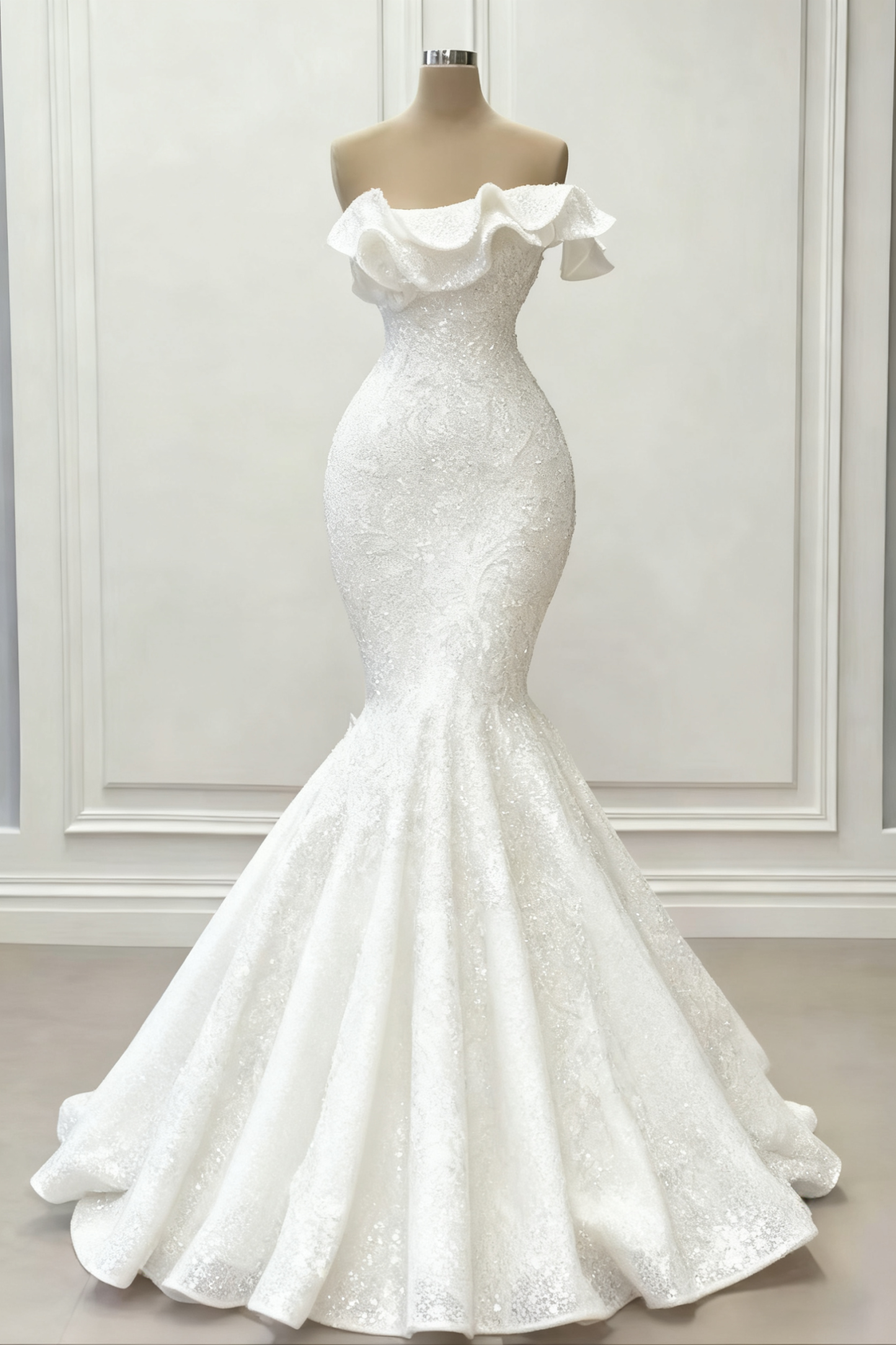 Red Gorgeous Strapless Mermaid Sequins Prom Dress With Embroidery On Sale