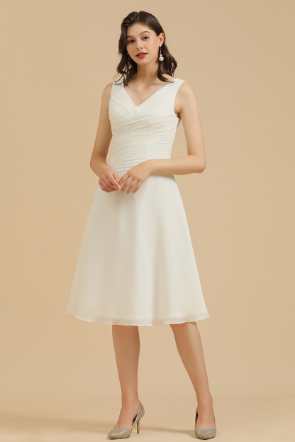 BMbridal V-Neck Knee-length Chiffon Bridesmaid Dress online-BMbridal
