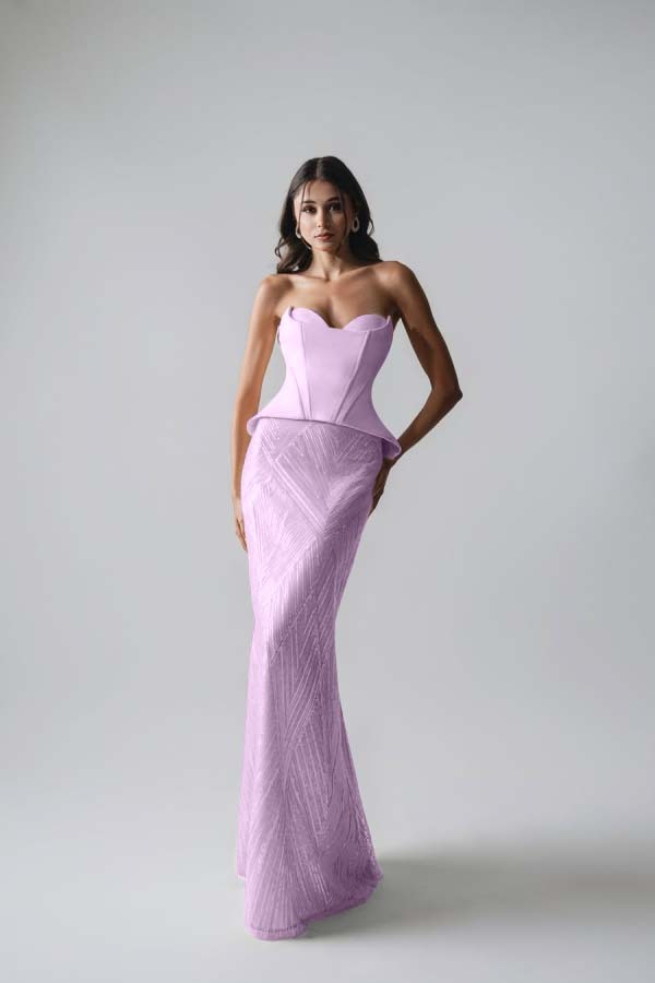 Sleeveless Strapless Long Mermaid Prom Dress With Pleated Sequins