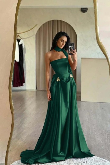 Strapless Sleeveless A Line Long Prom Dress With Ruffles Beading