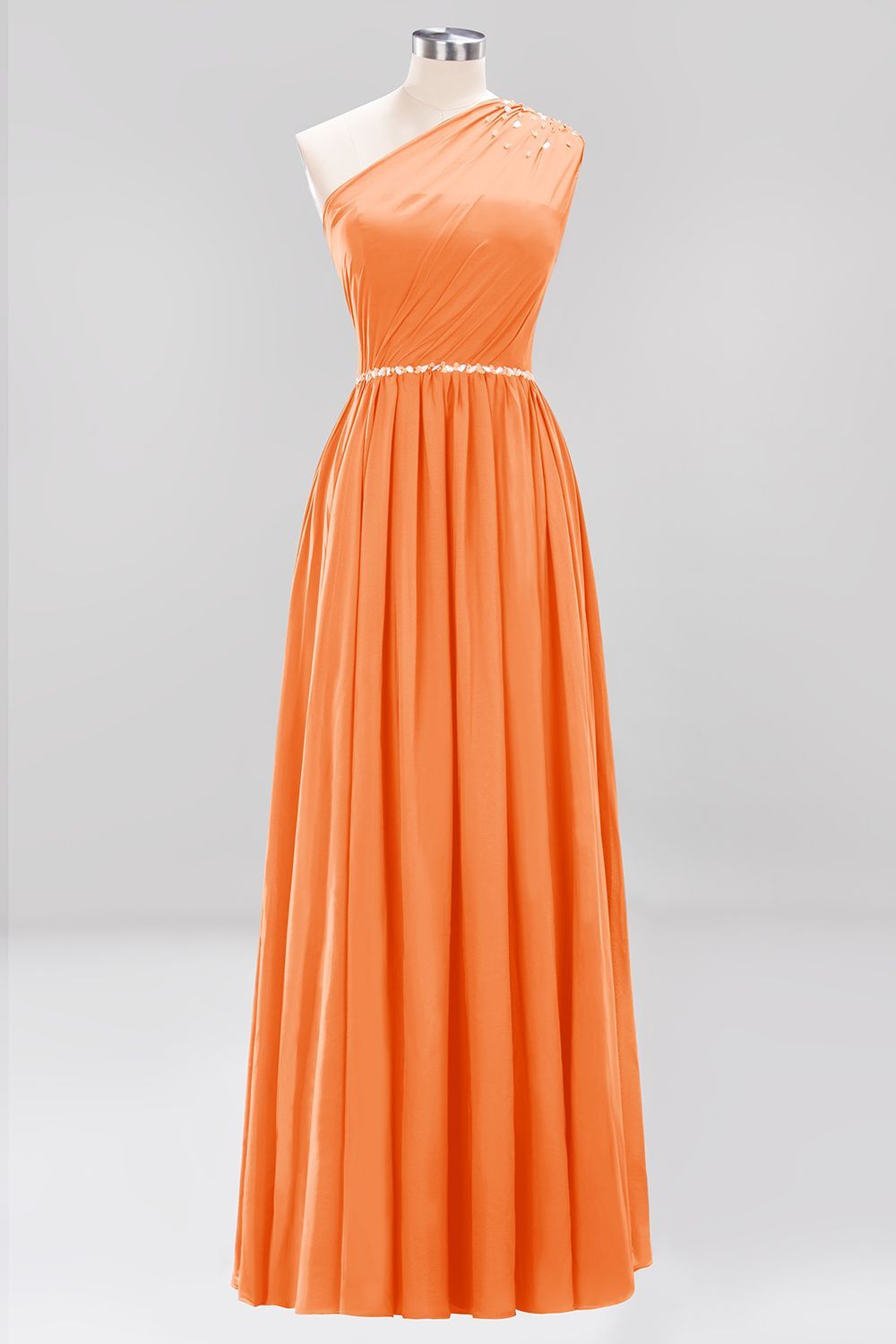 BMbridal Modest One-shoulder Royal Blue Affordable Bridesmaid Dress with Beadings-BMbridal