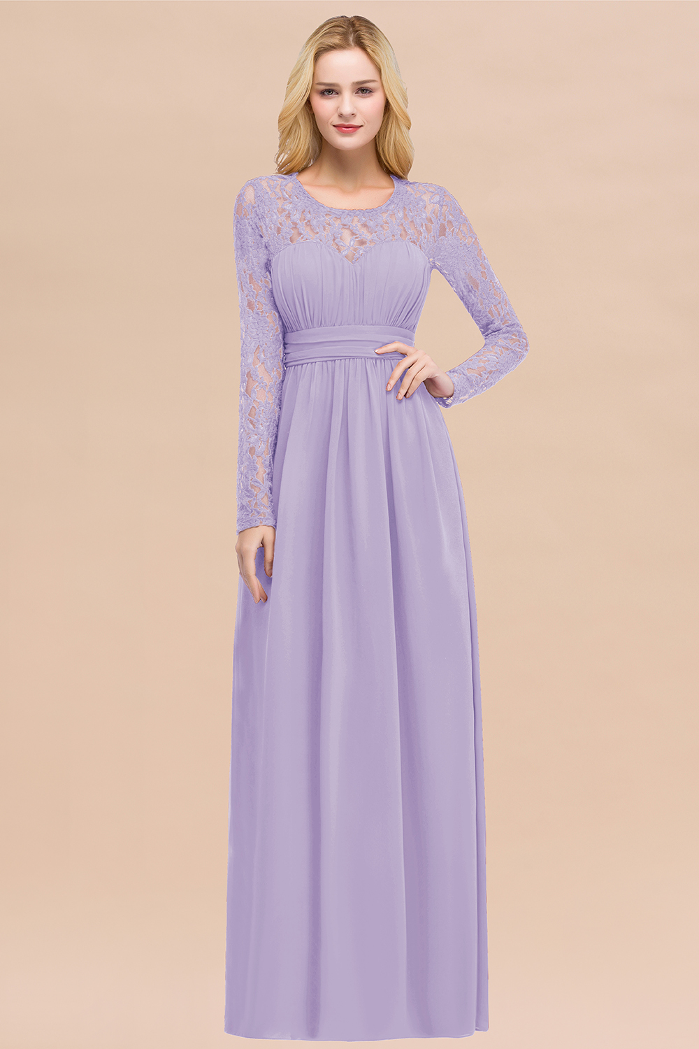 BMbridal Elegant Lace Burgundy Bridesmaid Dresses Online with Long Sleeves-BMbridal