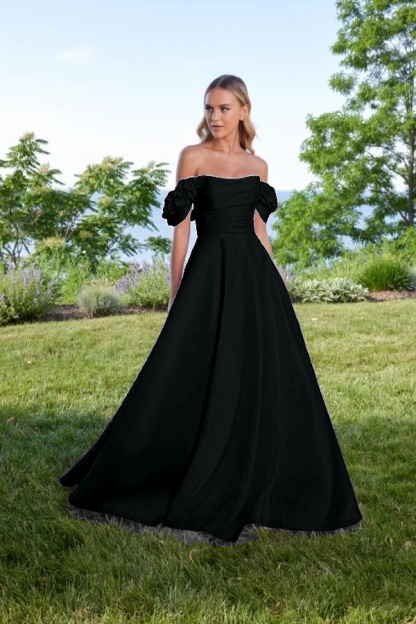 Off the Shoulder Sleeveless Long A Line Prom Dress With Pleated