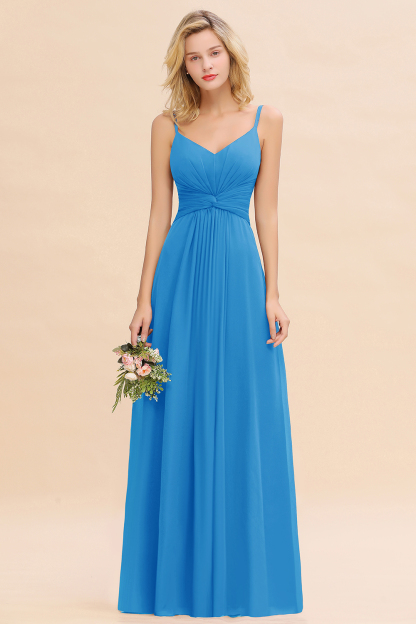 BMbridal Modest Ruffle Spaghetti Straps Backless Burgundy Bridesmaid Dresses Affordable-BMbridal