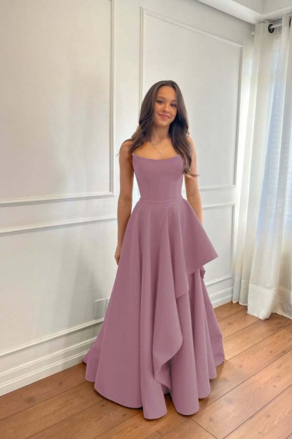 Glamorous Strapless Sleeveless Long Prom Dress With Pleated