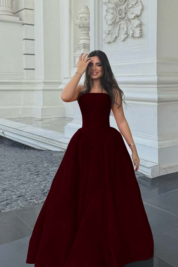 Chic Sleeveless Strapless Long A Line Prom Dress With Pleated