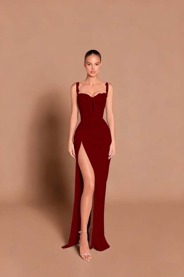 Spaghetti Strap Sleeveless Long Mermaid Prom Dress With Split