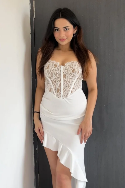 Strapless Sweetheart Sleeveless Prom Dress With Pleated Ruffle