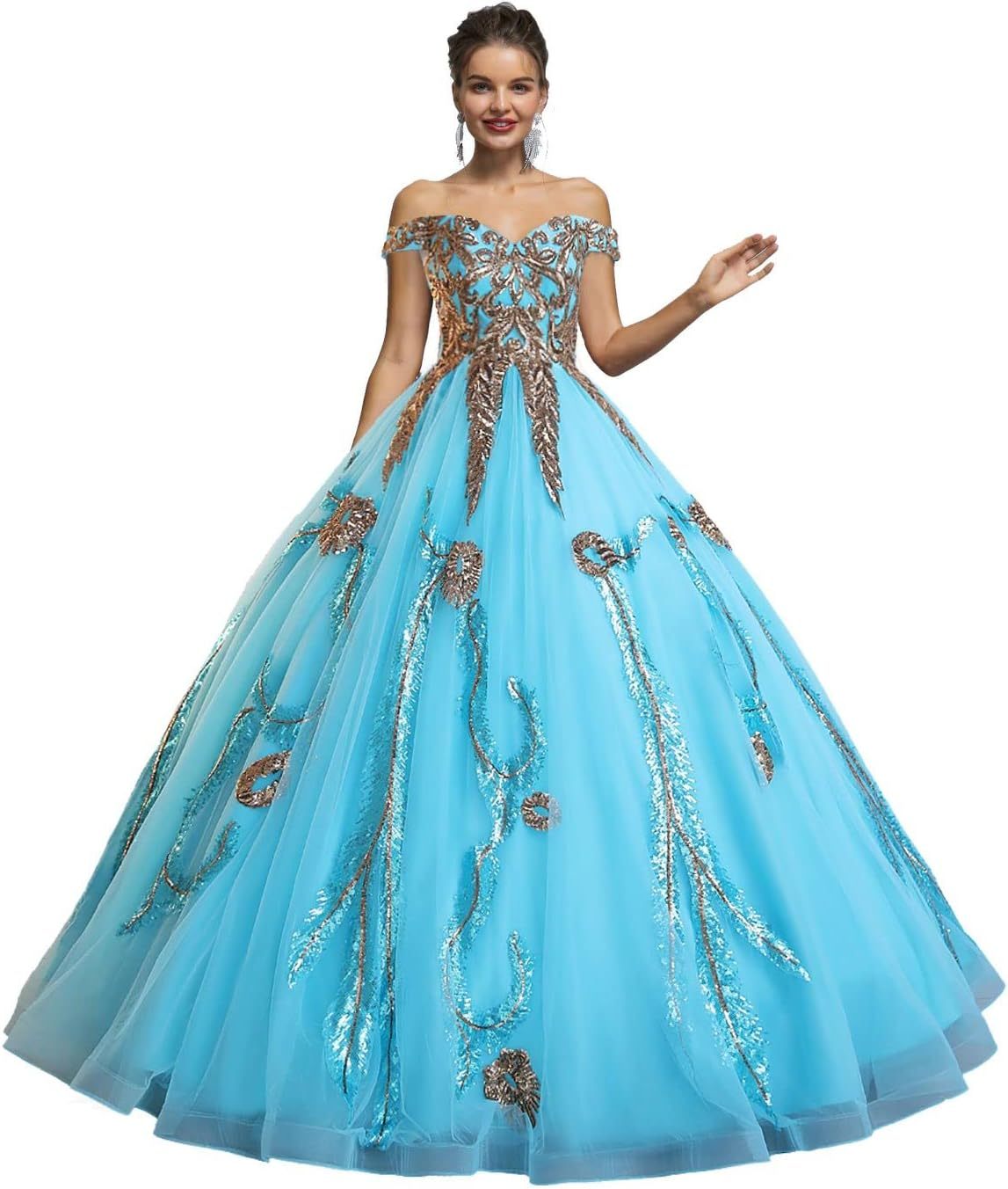 BMbride Women's Beading Sweetheart Ball Gown Tulle Layed Long Quinceanera Dress-BMbridal.UK