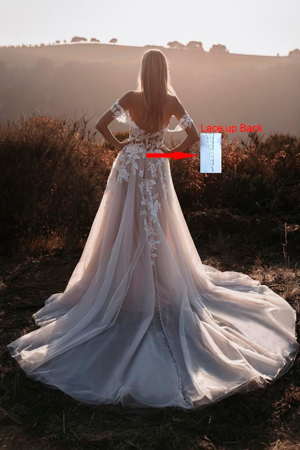 Loyeloy Women's Wedding Dresses for Bride 2025 Sexy V Neck Slit Lace Bridal Wedding Gowns for Bride YJ010-BMbridal.UK