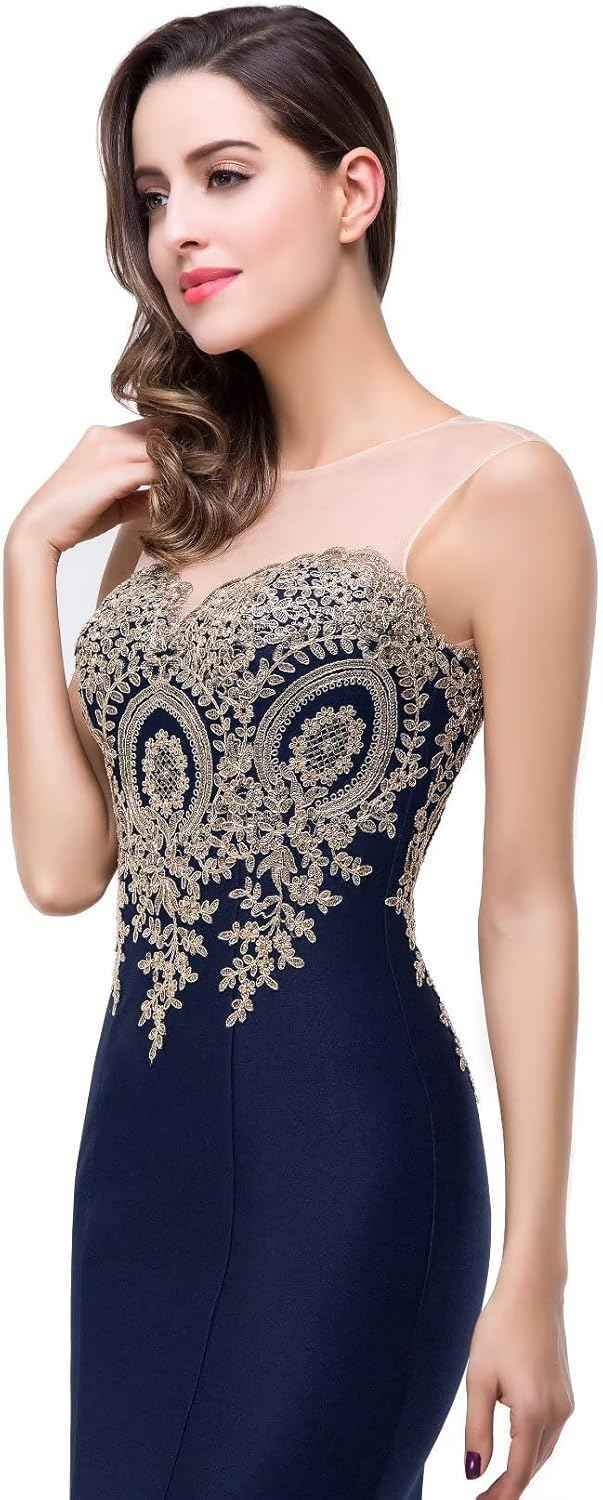 Women's Lace Applique Long Formal Mermaid Evening Prom Dresses-BMbridal.UK