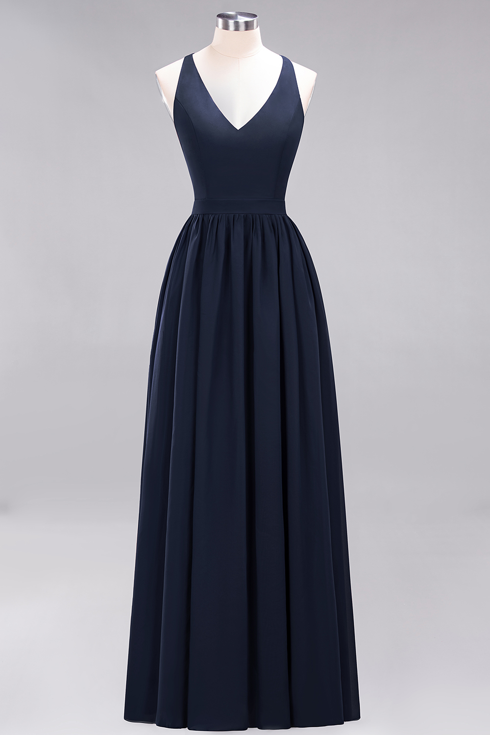 BMbridal Affordable Chiffon V-Neck Sleeveless Lace Bridesmaid Dress Online-BMbridal