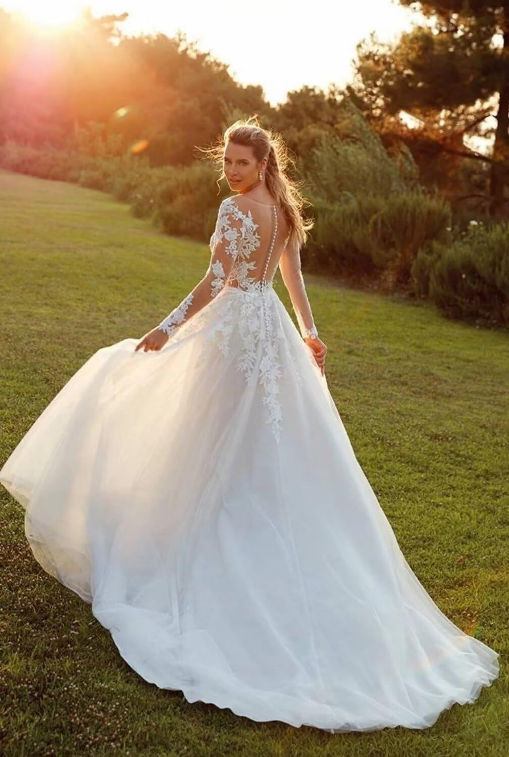 Women's Beach Spaghetti Strap Wedding Dresses for Bride 2025 Boho Long Lace Bridal Gowns for Wedding-BMbridal.UK