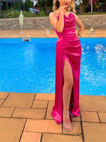 Spaghetti Strap Floor-length Sheath/Column Prom Gowns