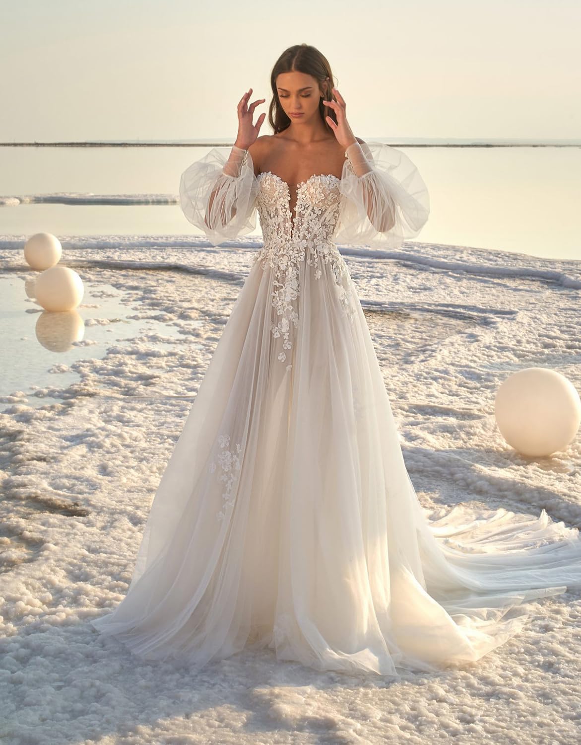 Lace Appliqued Wedding Dresses for Bride 2025 Beach Wedding Bridal Gowns for Women SE002-BMbridal.UK