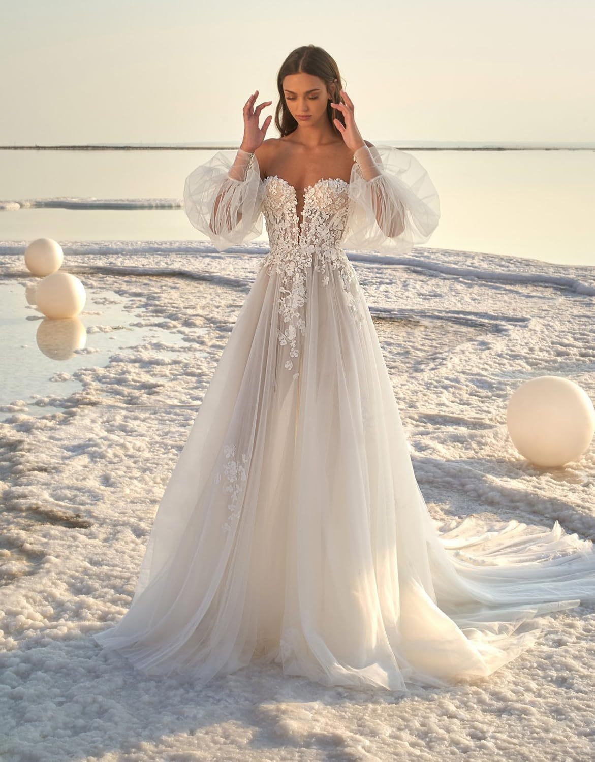 Lace Appliqued Wedding Dresses for Bride 2025 Beach Wedding Bridal Gowns for Women SE002-BMbridal.UK