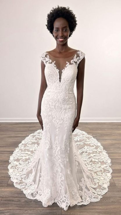 Loyeloy Women's Wedding Dresses for Bride 2025 Sexy V Neck Slit Lace Bridal Wedding Gowns for Bride YJ010-BMbridal.UK